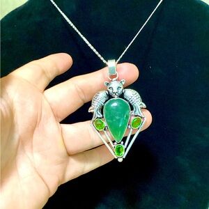 🦁Lion-Fish Fluorite -Peridot 925 Stamped Necklace.